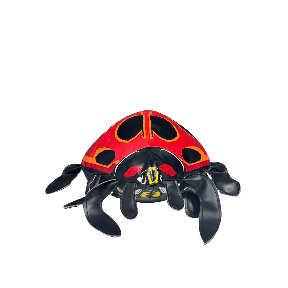 Vintage Vinyl Ladybug Plush Pillow Black 13"  Cushion Lady Bug RARE Good Stuff
